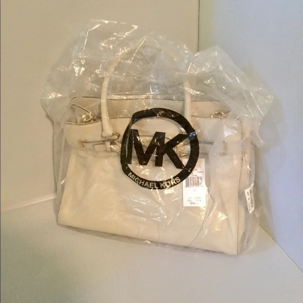 NWT 💖 $348 Receipt Micheal Kors Hamilton Vanilla Large 14” Hand Bag Tote